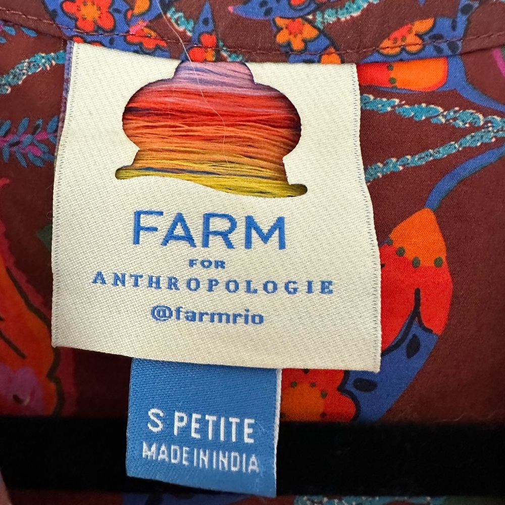 FARM RIO FOR ANTHROPOLOGIE SIZE‎ S SMALL PETITE Button-Front Dress FLORAL BELT - Picture 4 of 7